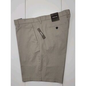 Michael Kors Pearl Grey Stretch Chino Shorts Flat Front Mens Size 36 New
